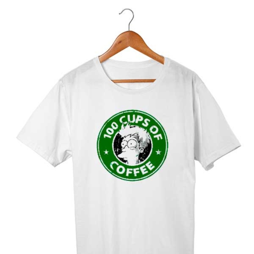 100 Cups Of Coffee Logo T Shirt